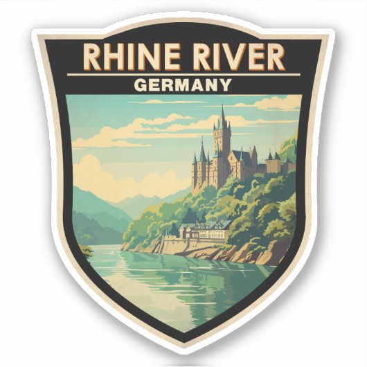 Rhine River Germany Section Travel Art Vintage Aufkleber (Vorderseite)