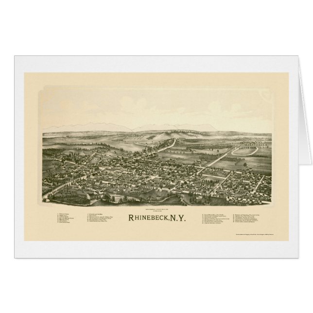 Rhinebeck, NY panoramische Karte - 1890 (Vorderseite (Horizontal))