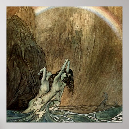 Rhinemaiden von Wagners "Ring" von Arthur Rackham Poster (Vorne)