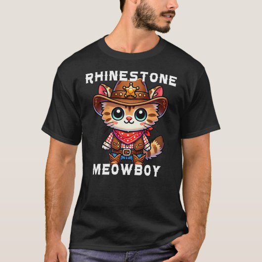 RhineStone Meowboy Cat T-Shirt (Vorderseite)