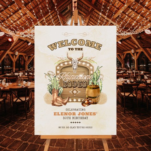 Rhinestone-Rodeo-Geburtstags-Willkommensschild Poster