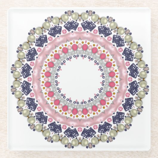 Rhinestone, Sequenzen, Konfetti Glasuntersetzer (Vorderseite)