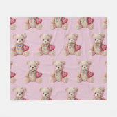Rhinestone Valentine Bear Fleecedecke (Vorderseite (Horizontal))