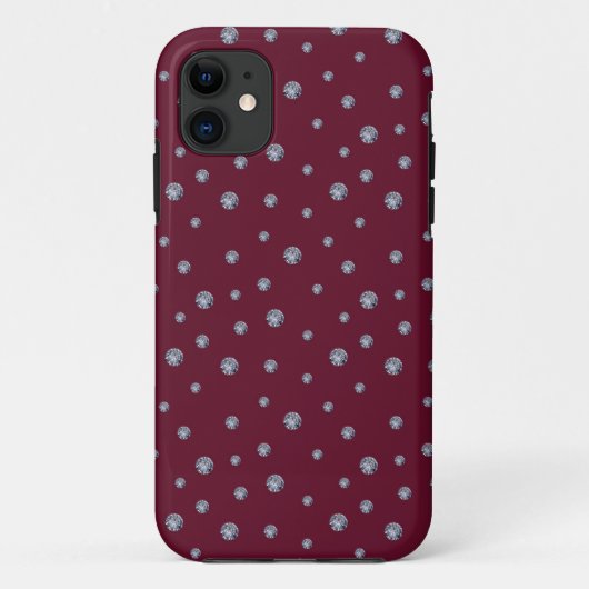 Rhinestones auf dunkelrot Case-Mate iPhone hülle (Rückseite)
