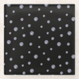 Rhinestones auf schwarz glasuntersetzer