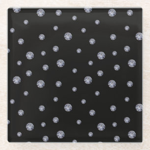 Rhinestones auf schwarz glasuntersetzer