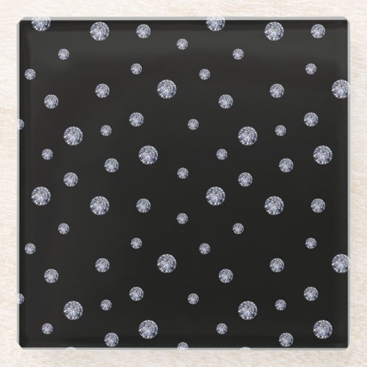 Rhinestones auf schwarz glasuntersetzer (Vorderseite)