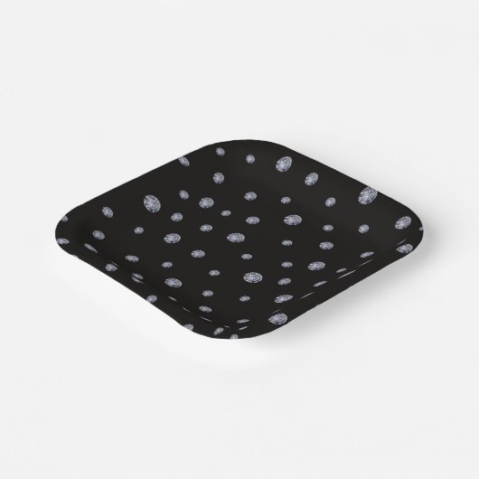 Rhinestones auf schwarz pappteller (Gewinkelt)