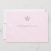 Rhinestones Glitzer Schneeflocken Pink Winter Baby Dankeskarte (Rückseite)