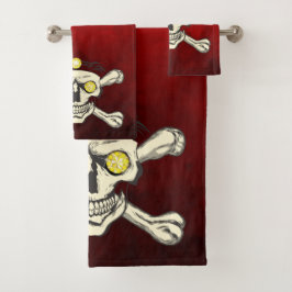 Rhinestones Skull & Crossbones Badezimmer Handtuch Badhandtuch Set