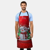Rhinestones Snowman Holiday Apron Schürze (Getragen)