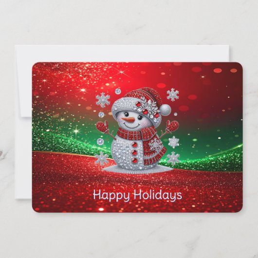 Rhinestones Snowman Holiday Card Feiertagskarte (Vorderseite)