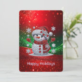Rhinestones Snowman Holiday Card Feiertagskarte (Stehend Vorderseite)