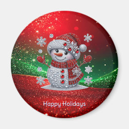 Rhinestones Snowman Holiday Magnet
