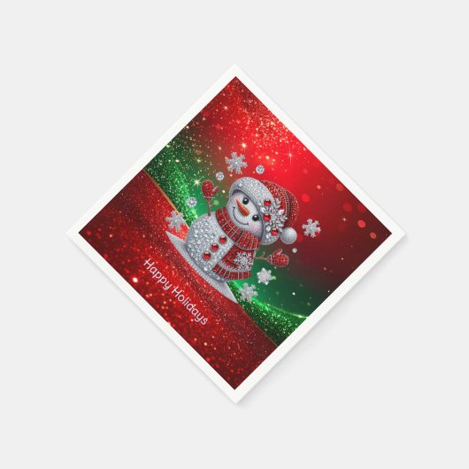Rhinestones Snowman Holiday Napkin Serviette (Ecke)