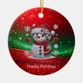 Rhinestones Snowman Holiday Ornament