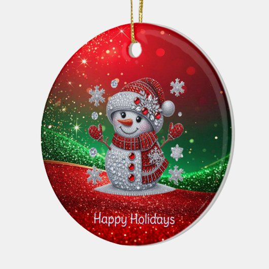 Rhinestones Snowman Holiday Ornament (Links)
