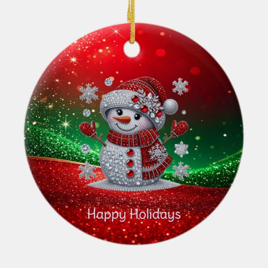 Rhinestones Snowman Holiday Ornament (Hinten)