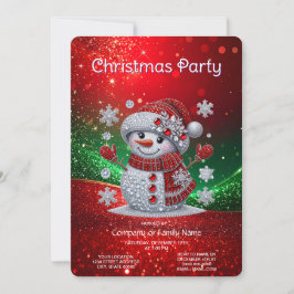 Rhinestones Snowman Holiday Party Invitation Einladung