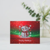 Rhinestones Snowman Holiday Postcard Postkarte (Stehend Vorderseite)