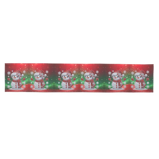 Rhinestones Snowman Holiday Table Runner Mittelgroßer Tischläufer (Horizontal)