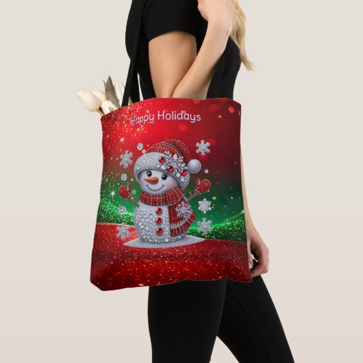 Rhinestones Snowman Holiday Tote Bag Tasche (Von Nahem)