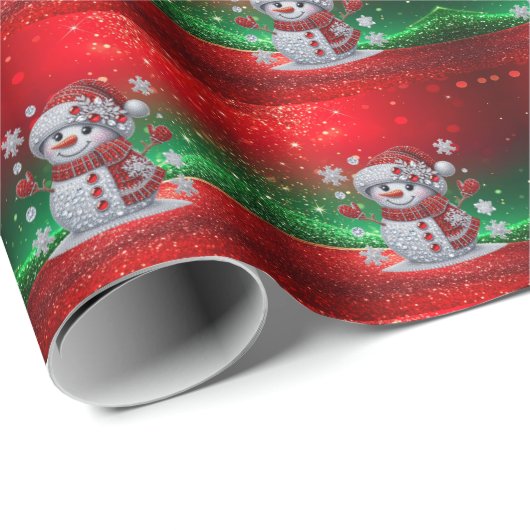 Rhinestones Snowman Holiday Wrapping Paper Geschenkpapier (Rolleneckpunkt)