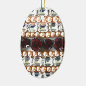 Rhinestones und Perlen - Vintager Schmuck Keramik Ornament (Links)