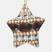 Rhinestones und Perlen - Vintager Schmuck Keramikornament (Links)