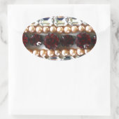 Rhinestones und Perlen - Vintager Schmuck Ovaler Aufkleber (Tasche)