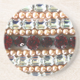 Rhinestones und Perlen - Vintager Schmuck Sandstein Untersetzer
