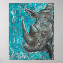Rhino380 - Abstraktes Rhinoszeros Art Poster