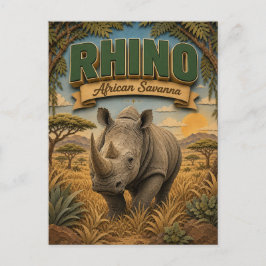 Rhino African Savanna POPCUT Postkarte