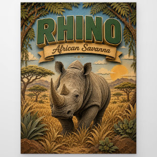 Rhino Afrikanische Savanne POPCUT Postkarte
