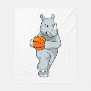 Rhino als Basketballspieler mit Basketball Fleecedecke