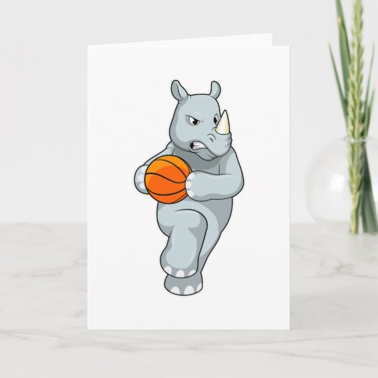 Rhino als Basketballspieler mit Basketball Karte (Vorderseite)