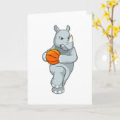 Rhino als Basketballspieler mit Basketball Karte (Gelbe Blume)