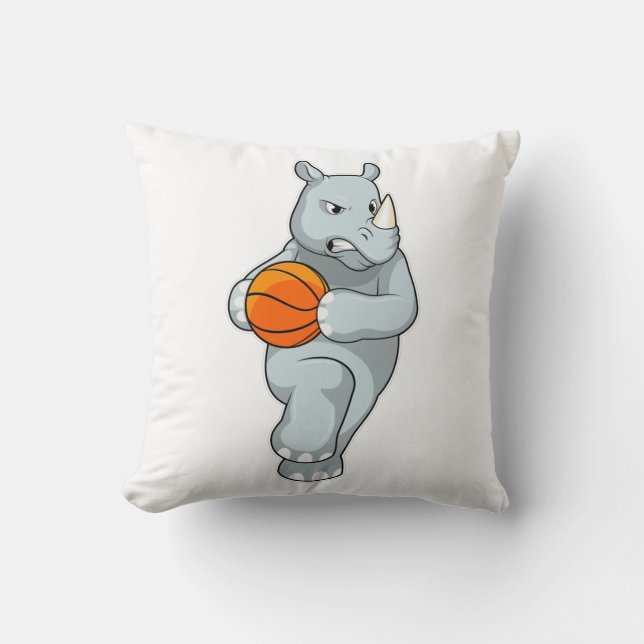 Rhino als Basketballspieler mit Basketball Kissen (Vorderseite)