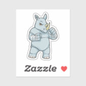 Rhino als Boxer beim Boxen Aufkleber (Blatt)