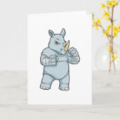 Rhino als Boxer beim Boxen Karte (Gelbe Blume)