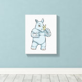 Rhino als Boxer beim Boxen Leinwanddruck (Insitu (Holzboden))