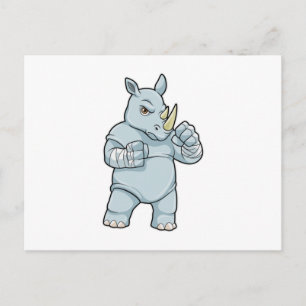 Rhino als Boxer beim Boxen Postkarte