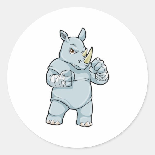 Rhino als Boxer beim Boxen Runder Aufkleber (Vorderseite)