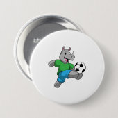 Rhino als Fußballspieler mit Fußball Button (Vorne & Hinten)