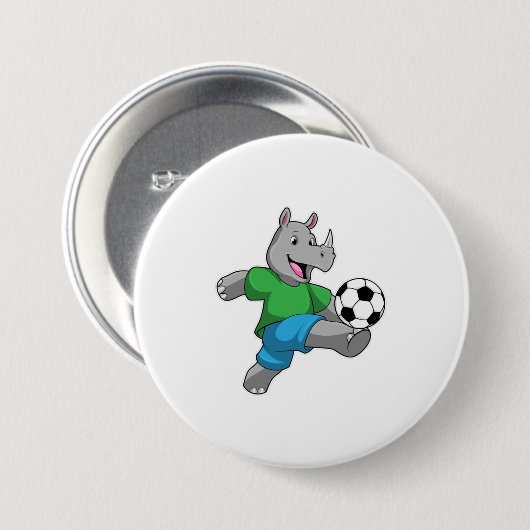 Rhino als Fußballspieler mit Fußball Button (Vorne & Hinten)