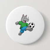 Rhino als Fußballspieler mit Fußball Button (Vorderseite)