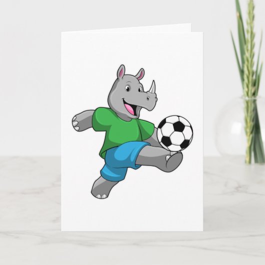 Rhino als Fußballspieler mit Fußball Karte (Vorderseite)