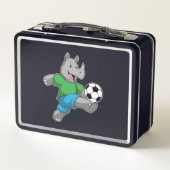 Rhino als Fußballspieler mit Fußball Metall Brotdose (Rückseite)