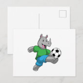 Rhino als Fußballspieler mit Fußball Postkarte (Vorne/Hinten)