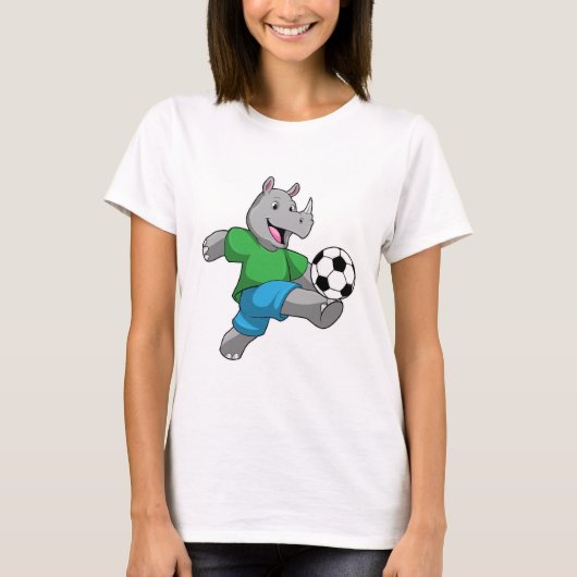 Rhino als Fußballspieler mit Fußball T-Shirt (Vorderseite)